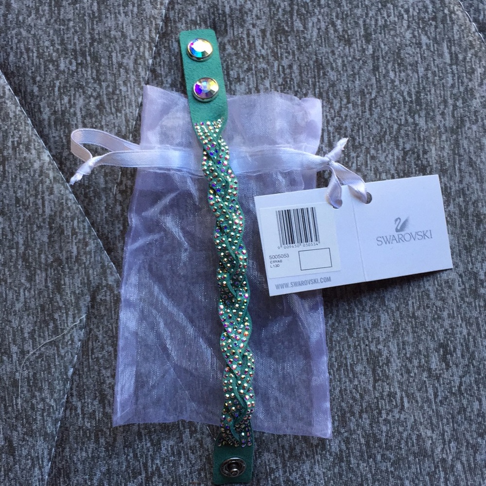 Leather and crystal bracelet